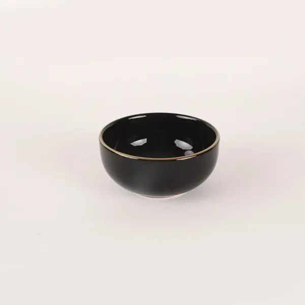 Set veselă 44 piese, negru/auriu, din ceramică tip stoneware