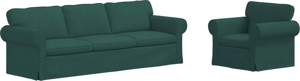 vidaXL Set de canapea 2 pcs Verde închis 245 x 82 x 80 cm țesătură