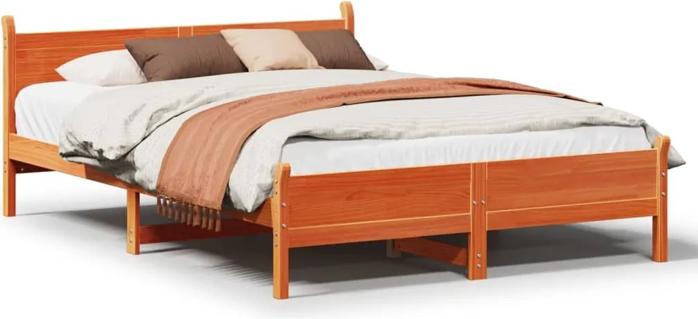 vidaXL Cadru de pat fără saltea, maro ceruit 140x200 cm lemn masiv pin