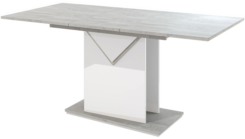 Masă de sufragerie Tonfir (gri deschis + alb lucios) (pentru 6 până la 8 persoane). 1055260