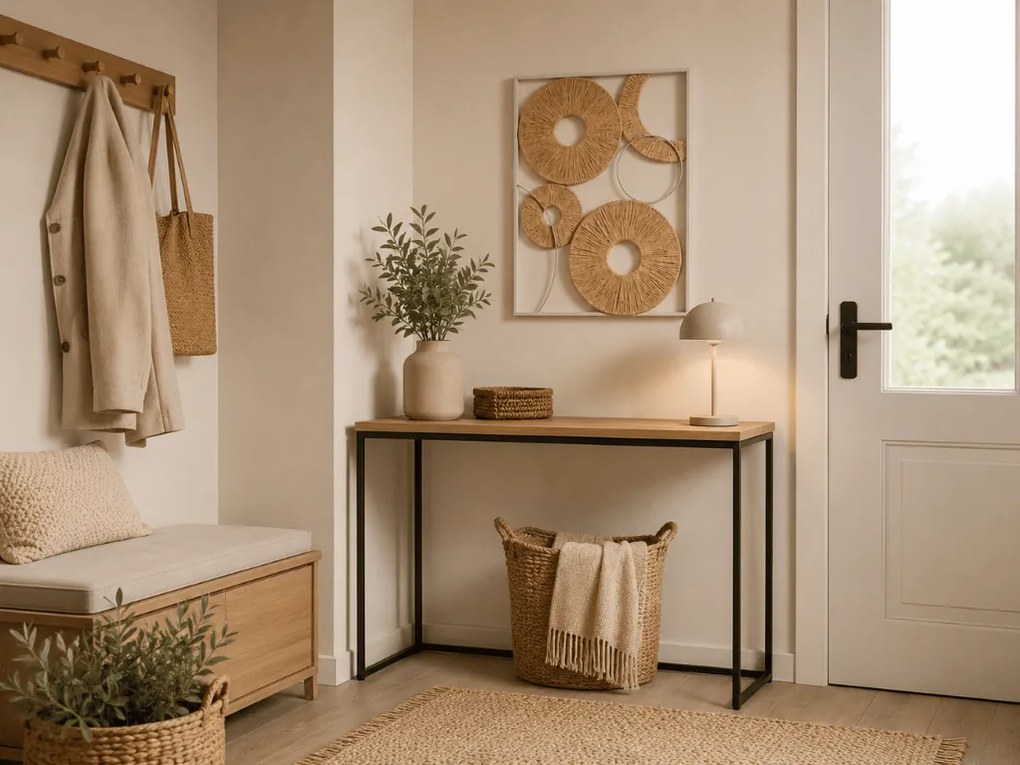 Decoratiune de perete CIRCLES metalica 48x68 cm, alba / bej