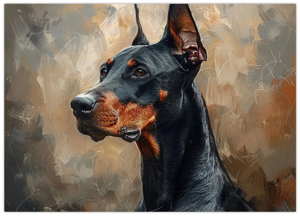 Tablou pe sticlă - Portretul lui Dobrman (70x50 cm)