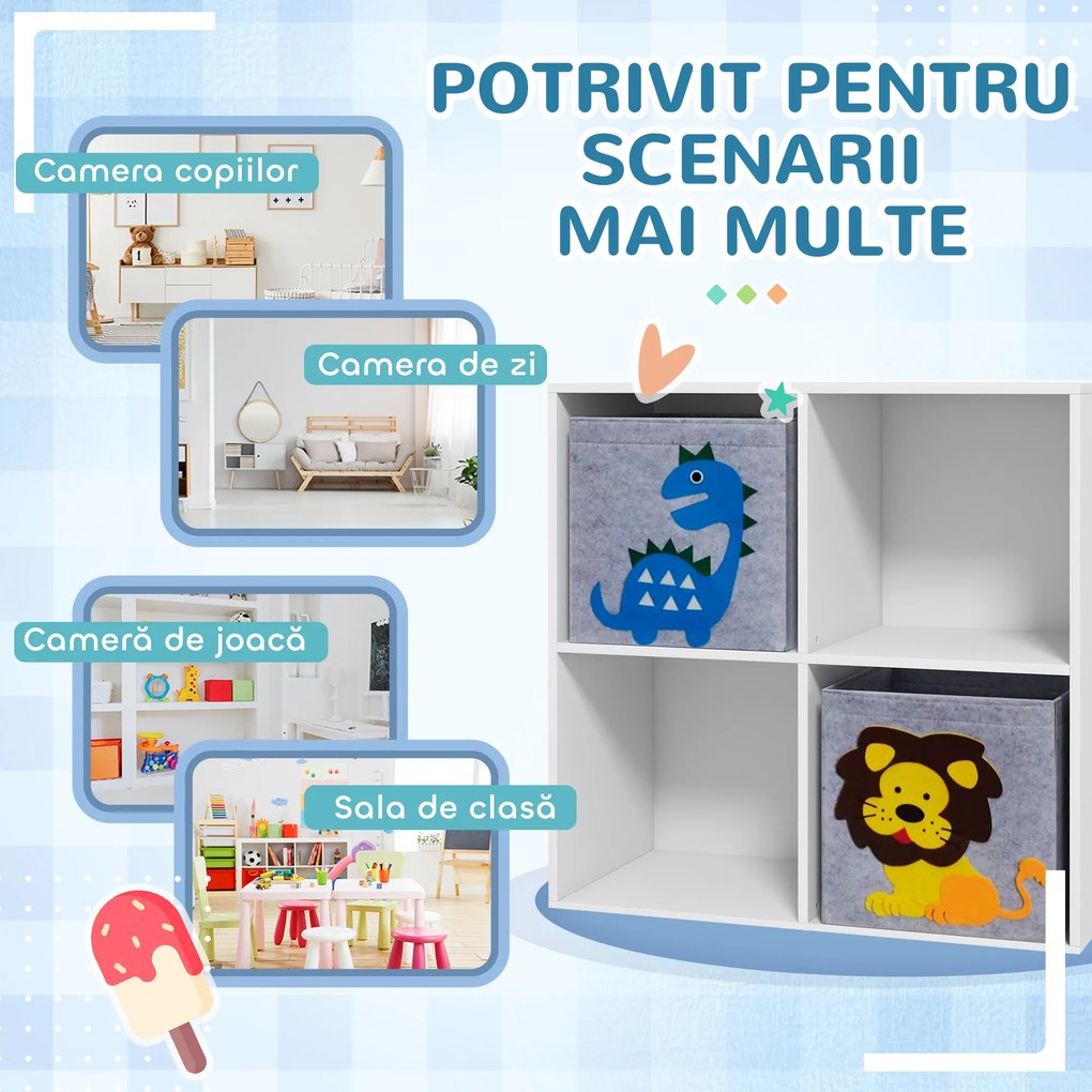 ZONEKIZ Cutii Depozitare Jucării cu 2 Sertare, Material Netesut, Alb | Aosom Romania