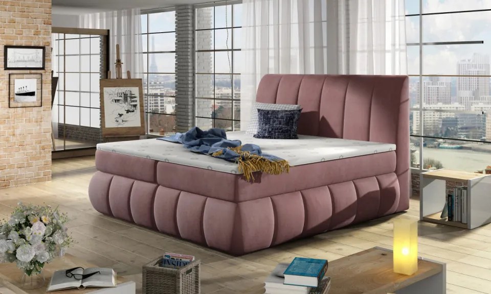 Pat boxspring, tapitat, 160X200 cm, Vincenzo 162, Eltap (Culoare: Gri)