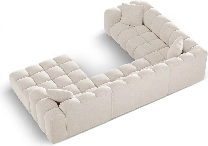 Colțar crem cu tapițerie din chenille (cu colț pe partea stângă/în formă de "U") Treno – Cosmopolitan Design