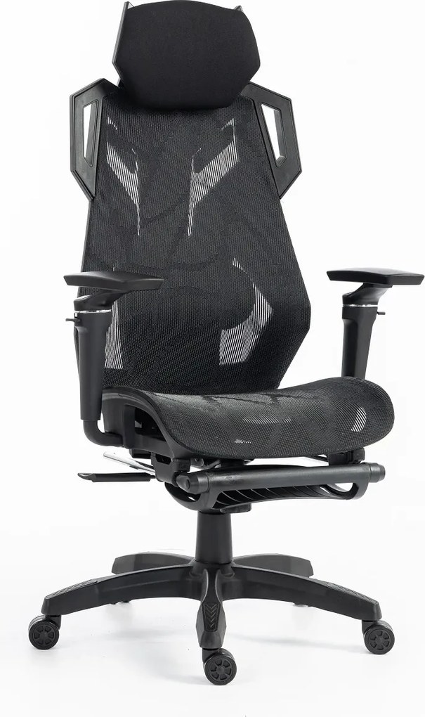 ERGON PRO Scaun ergonomic, cotiere 6D, Suport lombar ajustabil, suport picioare, Mesh, Negru