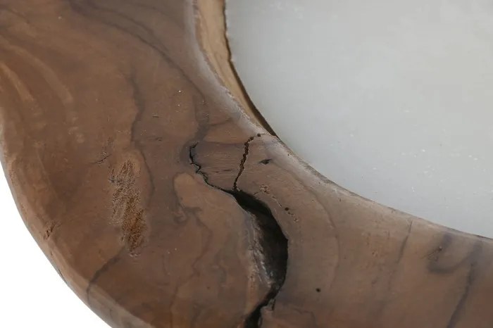 Lumânare decorativă tip ceară, stil natural rustic, culoare naturală, din ceară și lemn de tec, „Teak”