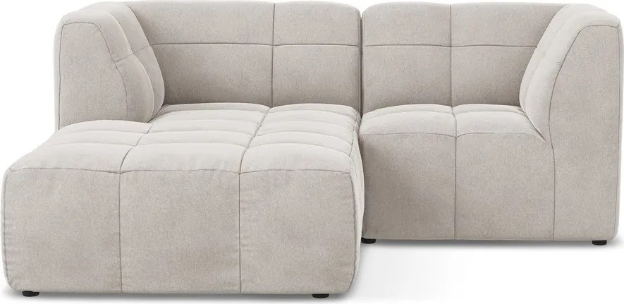 Colțar bej cu tapițerie din catifea (cu colț pe partea stângă/cu șezlong) Aloha – Makamii