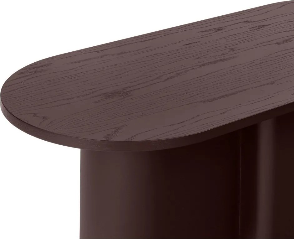 Măsuță de cafea burgundy cu blat cu aspect de lemn de stejar 50x115 cm Looi – noo.ma