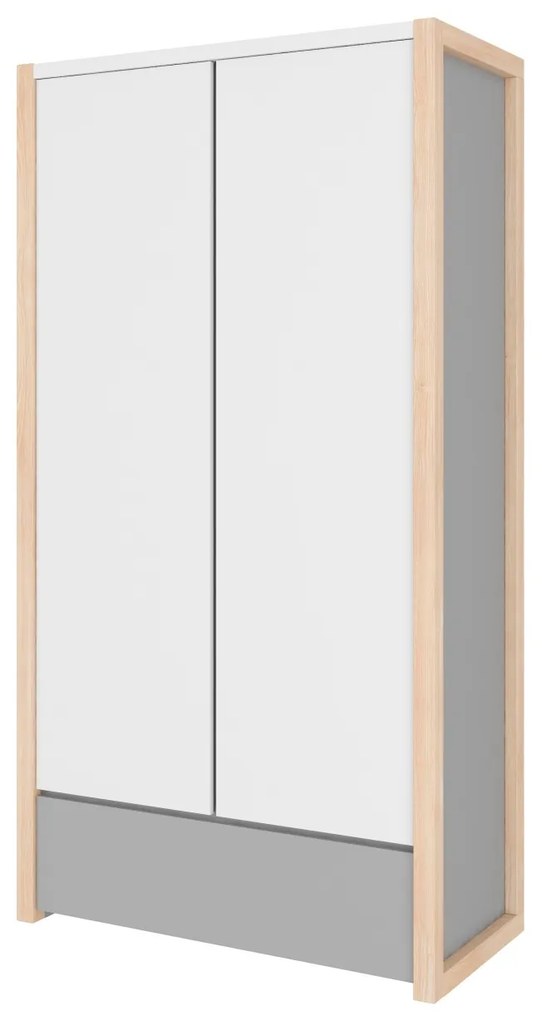 Dulap Pinette alb/gri/pin H190 cm
