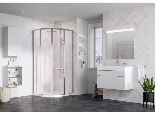 Ravak 3114OU02Z1 - Cabină de duș SUPERNOVA, cu 4 piese, în formă de sfert de cerc, 80x80 cm, sticlă satinată