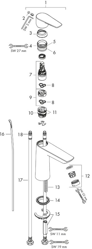 Baterie lavoar cu ventil click clack, Hansgrohe, Talis 110, Negru mat