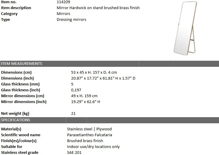 Oglinda design LUX Hardwick, alama 114209 HZ