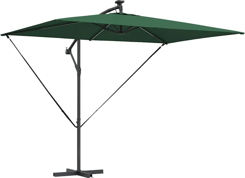 vidaXL Umbrelă de soare Verde 294 x 200 x 270 cm Poliester și Aluminiu