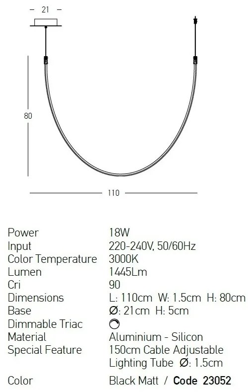 Pendul LED design decorativ modern Tube L-110cm