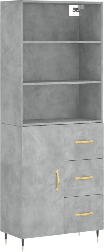 vidaXL Dulap înalt, gri beton, 69,5x34x180, lemn compozit