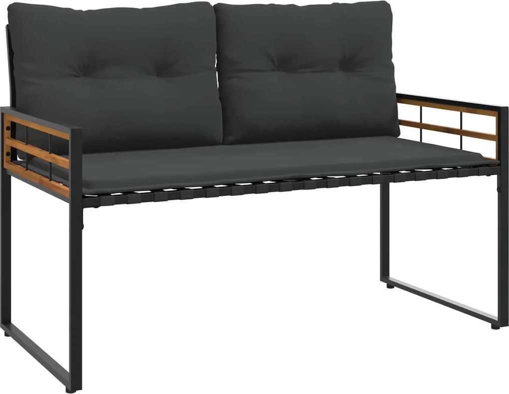 vidaXL Bancă cu strat din lemn cu pernă Gri închis 114 x 55 x 77 cm