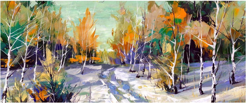 Tablou - Drum înzăpezit prin pădure (120x50 cm)
