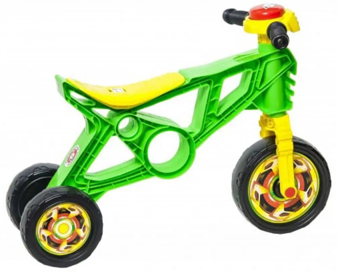 Motocicleta cu functie de trotineta fara pedale pentru copii NOVOKIDS™ EVO Balance Bike, Cu claxon, Maxim 30 Kg, 3 roti, Stabilitate mare, Verde