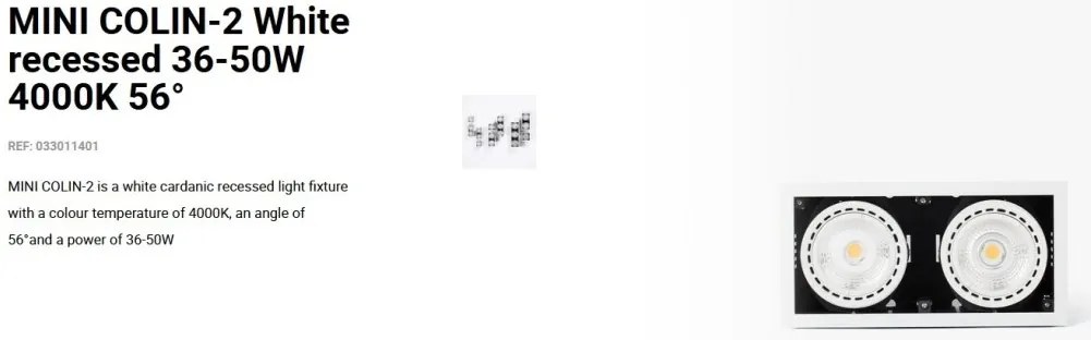 Spot LED incastrabil MINI COLIN-2 White recessed 36-50W 4000K 56°