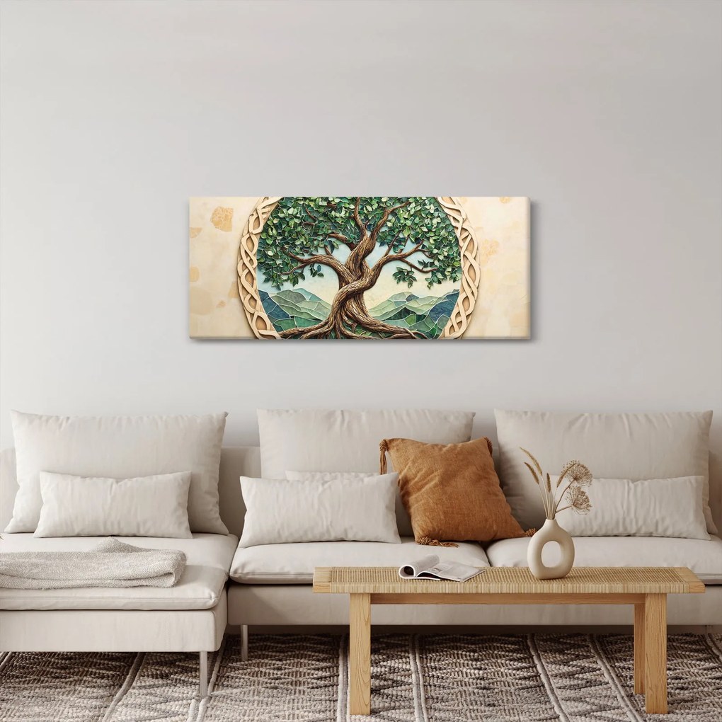Tablou – Arborele vieții împletit (120x50 cm)