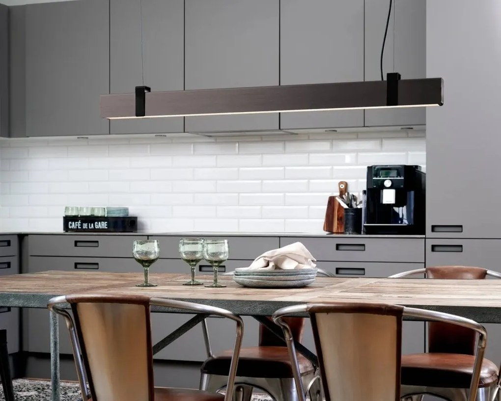 Lustra LED suspendata design modern Lilt gri inchis