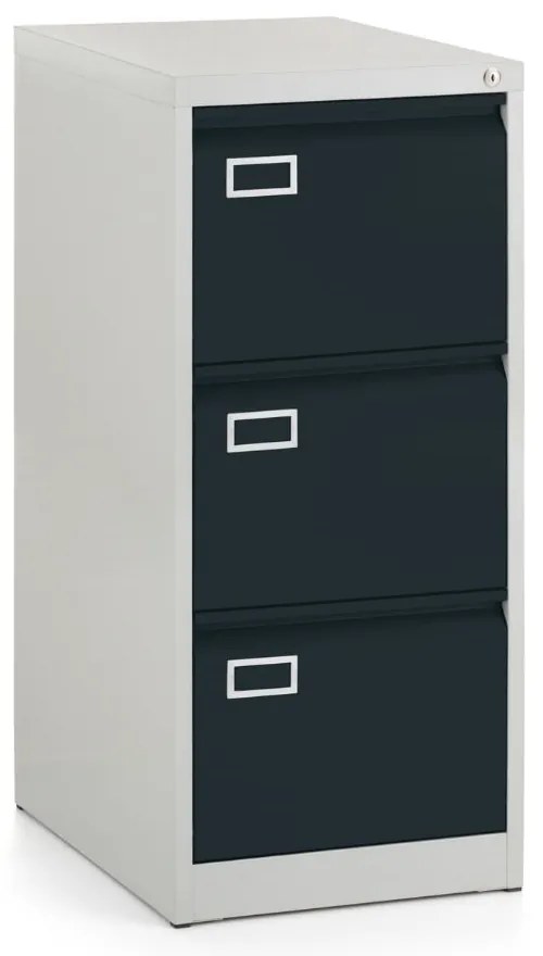 Dosar metalic A4 - 3 sertare, 45,5 x 62 x 101,5 cm, blocare cilindrica, antracit - ral 7016