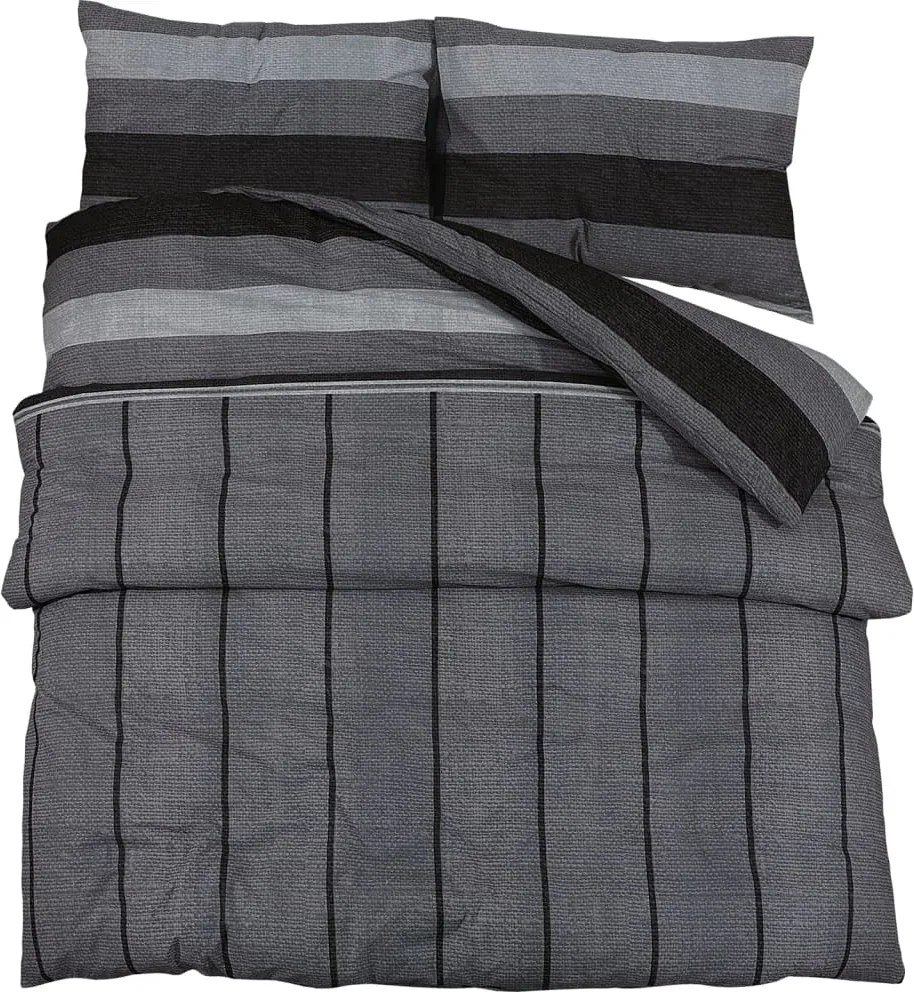 vidaXL Set cu husă de pilotă, gri închis, 155x220 cm, bumbac