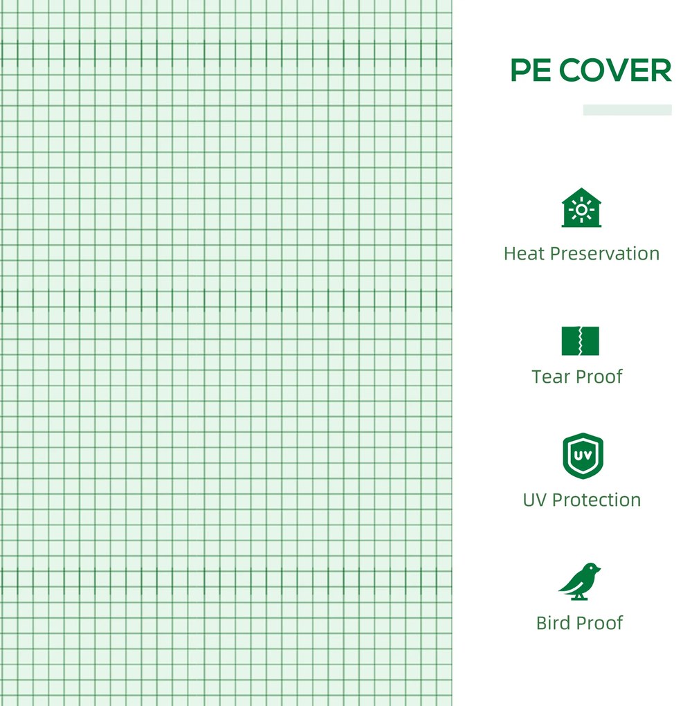 Outsunny Seră de Grădină Tip Cabană cu Acoperiș din PE, Seră pentru Grădină cu Țăruși și Margini Extinse, 120x60x60 cm, Verde | Aosom Romania
