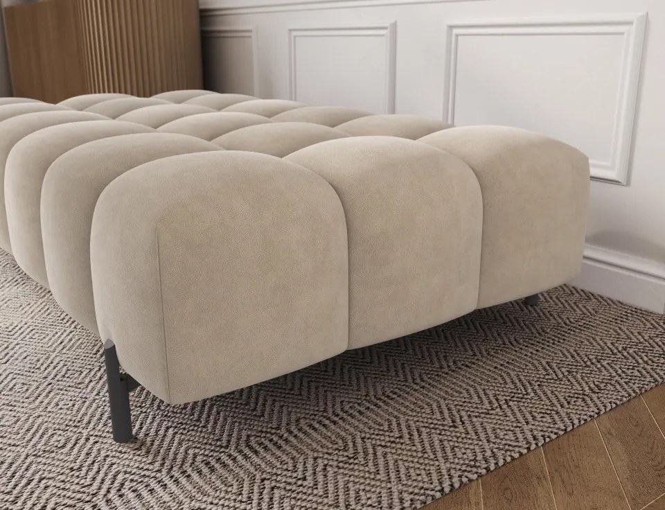 Taburet Tapitat cu Picioare Ferivo, 140x70x40 cm, beige velvet – Aura 18