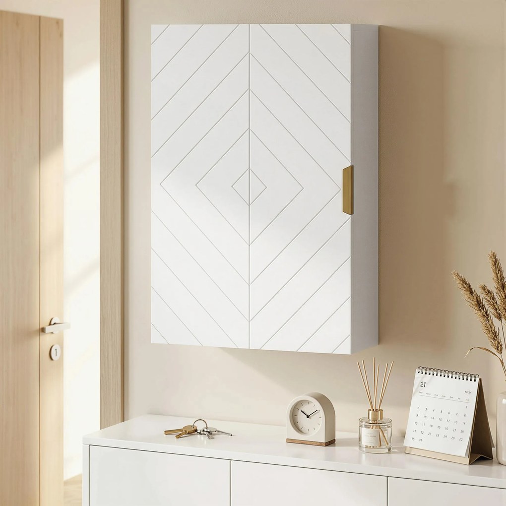 kleankin Dulap pentru Baie Suspendat cu Rafturi Ajustabile, 40x15x60 cm, Alb | Aosom Romania