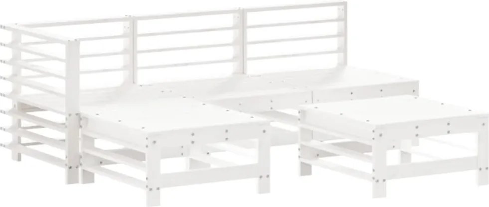 vidaXL Set mobilier relaxare de grădină 5 piese alb lemn masiv de pin