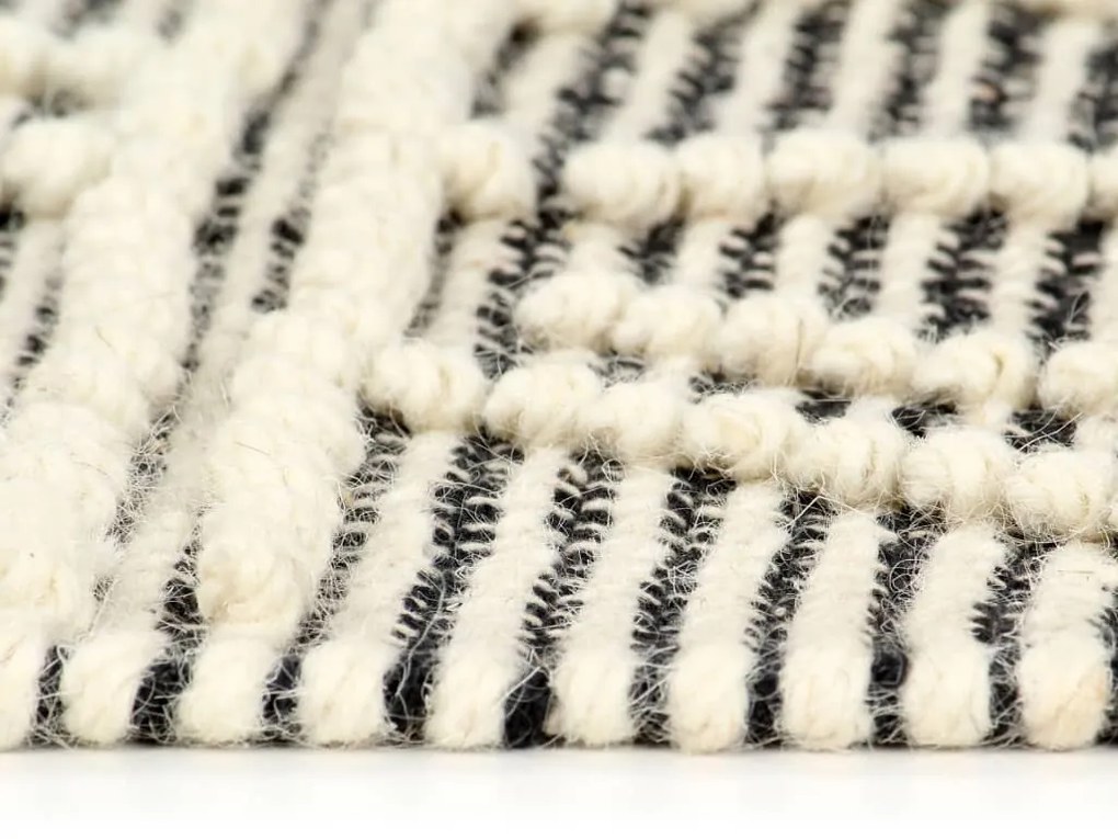 Covor lana tesut manual, negru alb, 140 x 200 cm 140x200 cm
