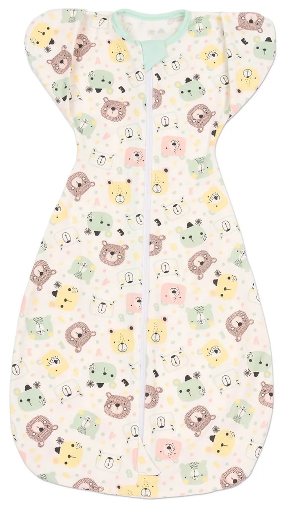 Sistem de infasat transformabil in sac de dormit, 1-6 luni Kidizi Swaddel Confort UP Hello Bear, 100% bumbac, 0.5 tog