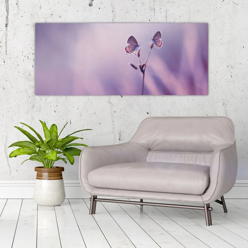 Tablou - Fluturi mov (120x50 cm)