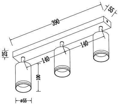 Spot PIPE 3xGU10/10W/230V negru