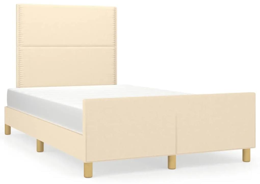 3270511 vidaXL Cadru de pat cu tăblie, crem, 120x190 cm, material textil