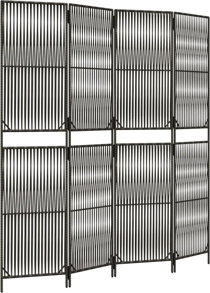 vidaXL Separator de cameră cu 4 panouri, gri, poliratan