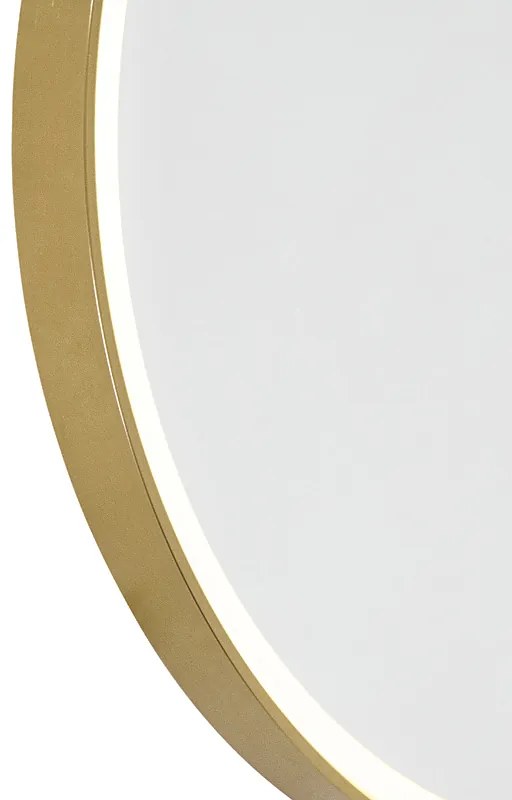 Oglindă de baie cupru 50 cm, incl. LED, cu 3 trepte de intensitate reglabile cu atingere, rotundă - Miral