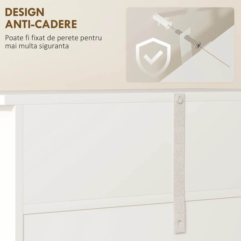 kleankin Dulap de Depozitare Organizator Independent pentru Baie de Podea cu 2 Usi, 2 Sertare si Raft Reglabil, Alb | Aosom Romania