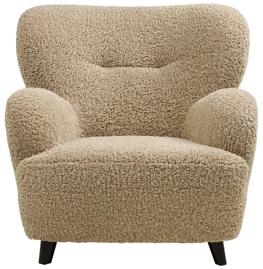 Fotoliu maro deschis cu tapițerie din țesătură bouclé Lunaro – House Nordic