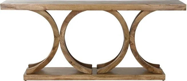 Consolă natur din lemn de mango cu design circular, „Moon"