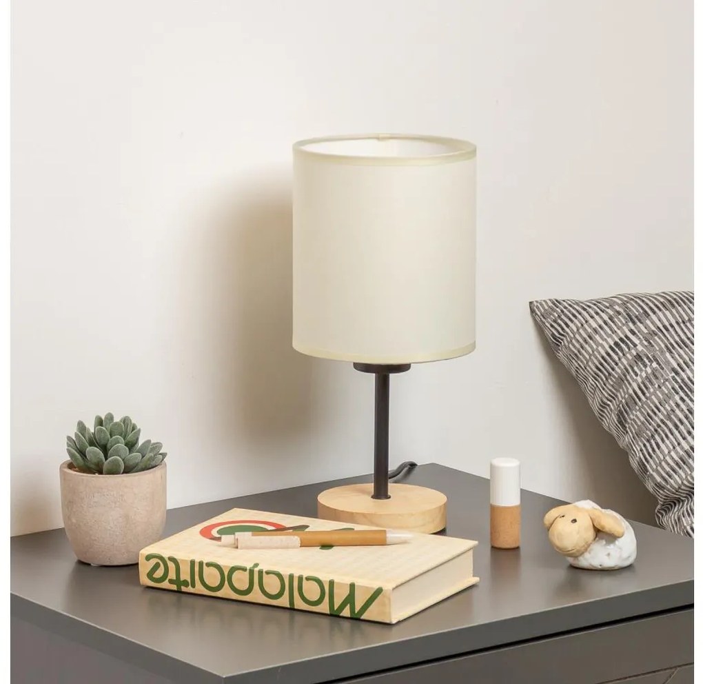 Lampă de masă Brilagi NUBILA WOOD 1xE27/25W/230V stejar/negru/crem