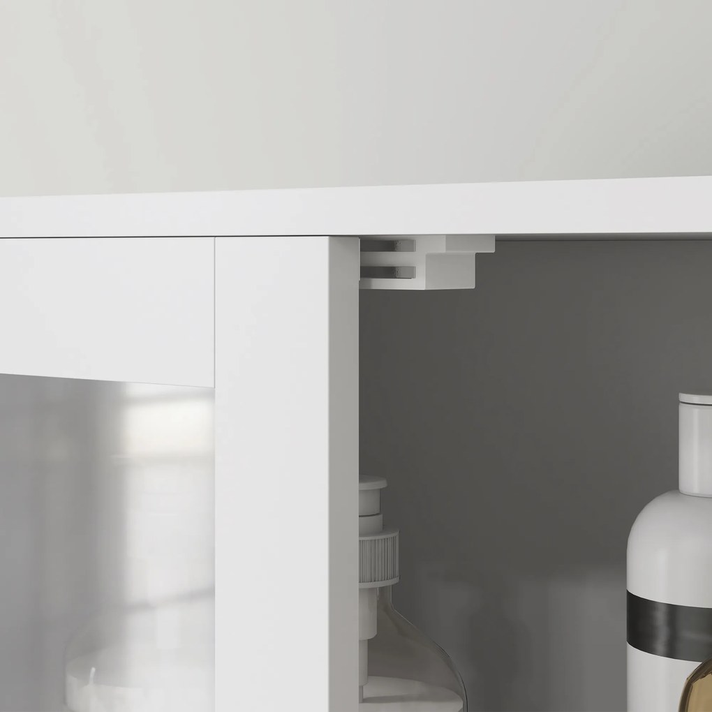 HOMCOM Dulap pentru Baie cu 3 Uși Duble din Lemn 60x30x170.5 cm, Alb | Aosom Romania