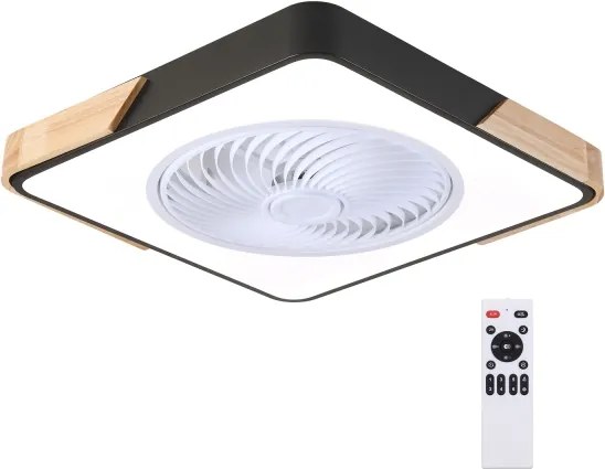 Brilagi LED lampă cu ventilator, 30W, 230V, 3000-6500K, negru/stejar + DO