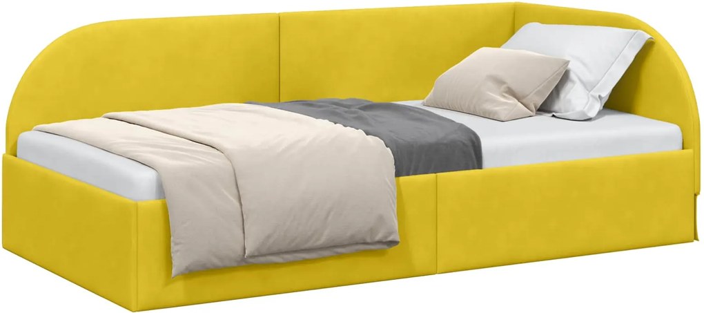 vidaXL Cadru de pat colțar cu headboard Galben 80 cm x 200 cm Catifea