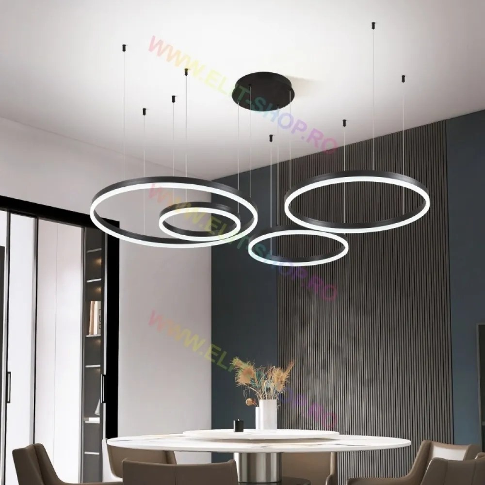 Lustra LED Cu Telecomanda, Elit's Esn1796-BK, 226W, NEGRU