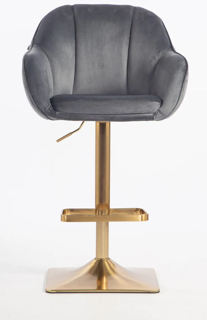 HR2055KW Scaun Grafit din Catifea cu Bază Aurie