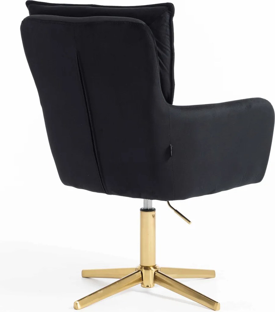 HR250CROSS Scaun Catifea Neagră Bază Aurie