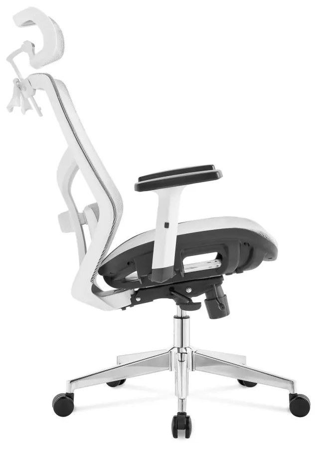 LINA-H Scaun ergonomic, sezut translatie, cadru Alb, Full Mesh, Gri